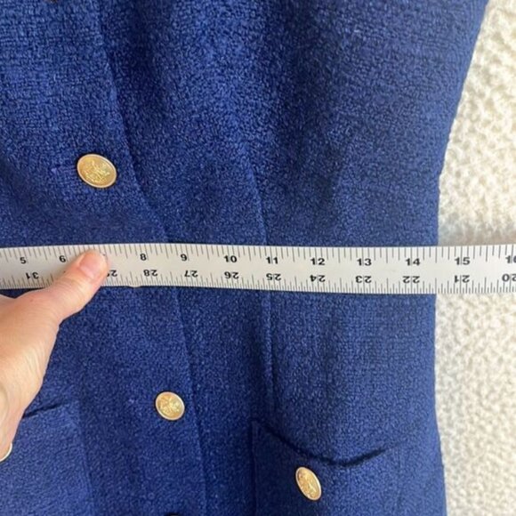 J Crew Sophia Sleeveless Midi Dress in Tweed Woman Size 4 Navy - Picture 8 of 9